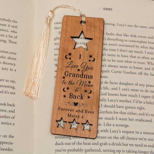 Personalised Wooden Bookmark - I Love You To The Moon and Back