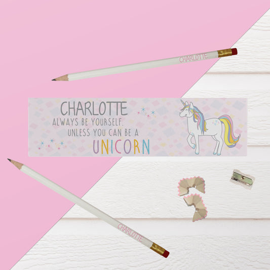 Personalised Always Be A Unicorn White Pencils in Box