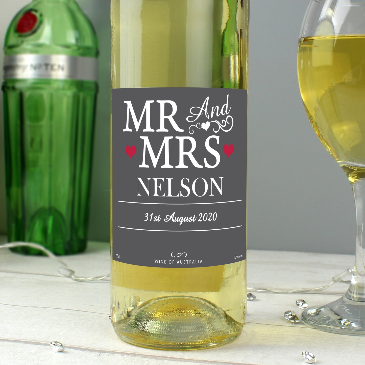 Personalised Mr & Mrs White Wine Bottle