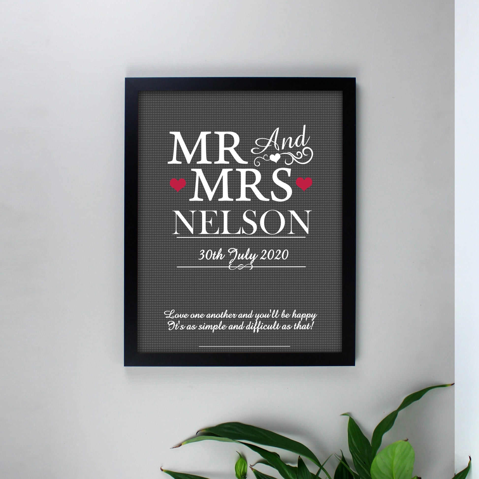 Personalised Mr & Mrs Black Framed Print Wall Art | Wedding Gifts Idea
