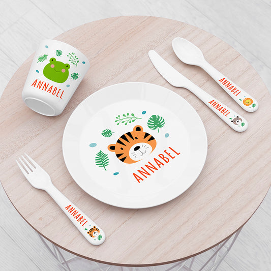 Personalised Children's Jungle Animal Dinner Set