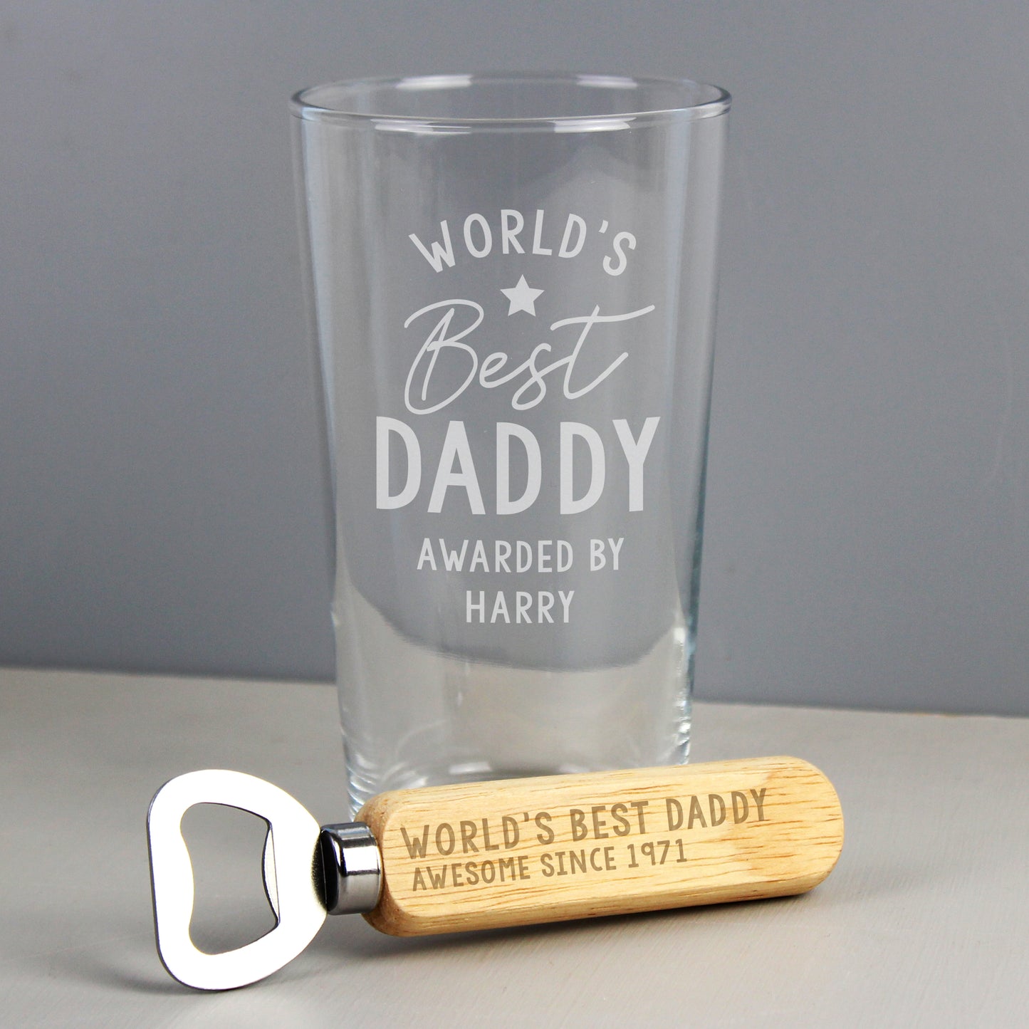 Personalised 'World's Best' Pint Glass & Bottle Opener | Gifts For Him