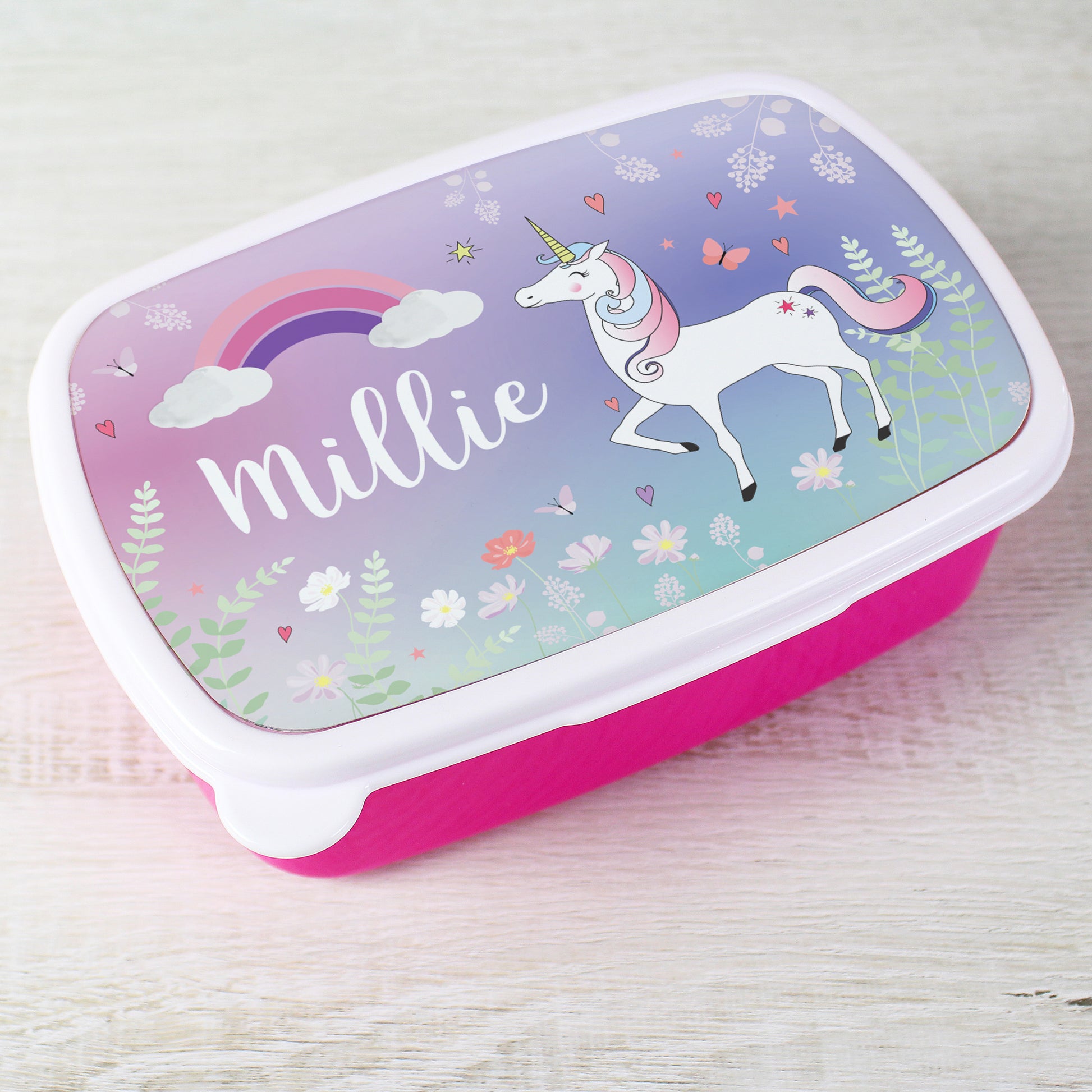 Personalised Unicorn Pink Lunch Box - Free Delivery 