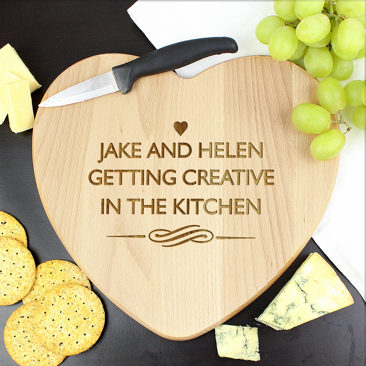 Personalised Free Text Heart Chopping Board