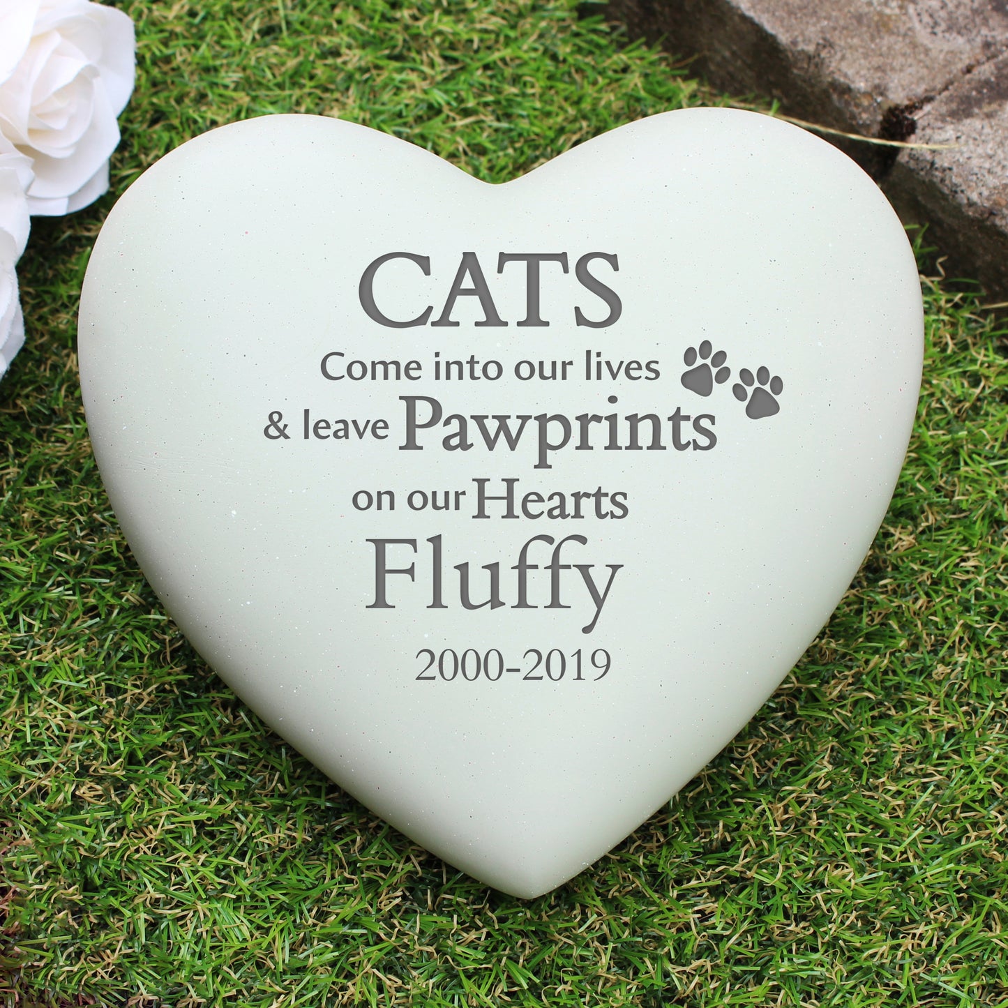 Personalised Cat Pawprints Heart Plaque Memorial