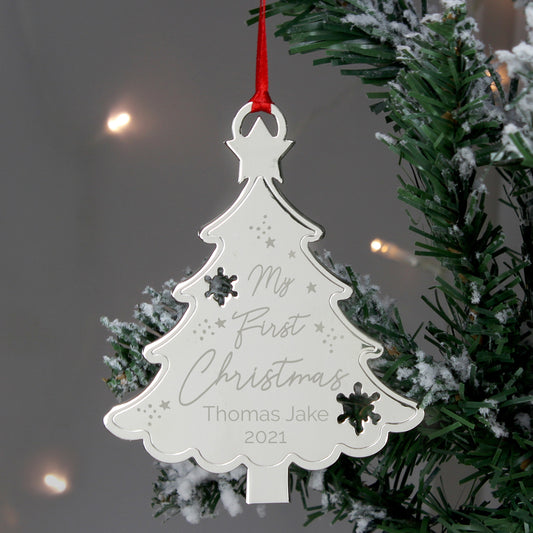 Personalised Baby’s First Christmas Metal Tree Decoration