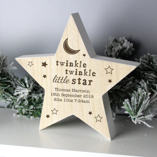Personalised Twinkle Twinkle Little Star Freestanding Wooden Star