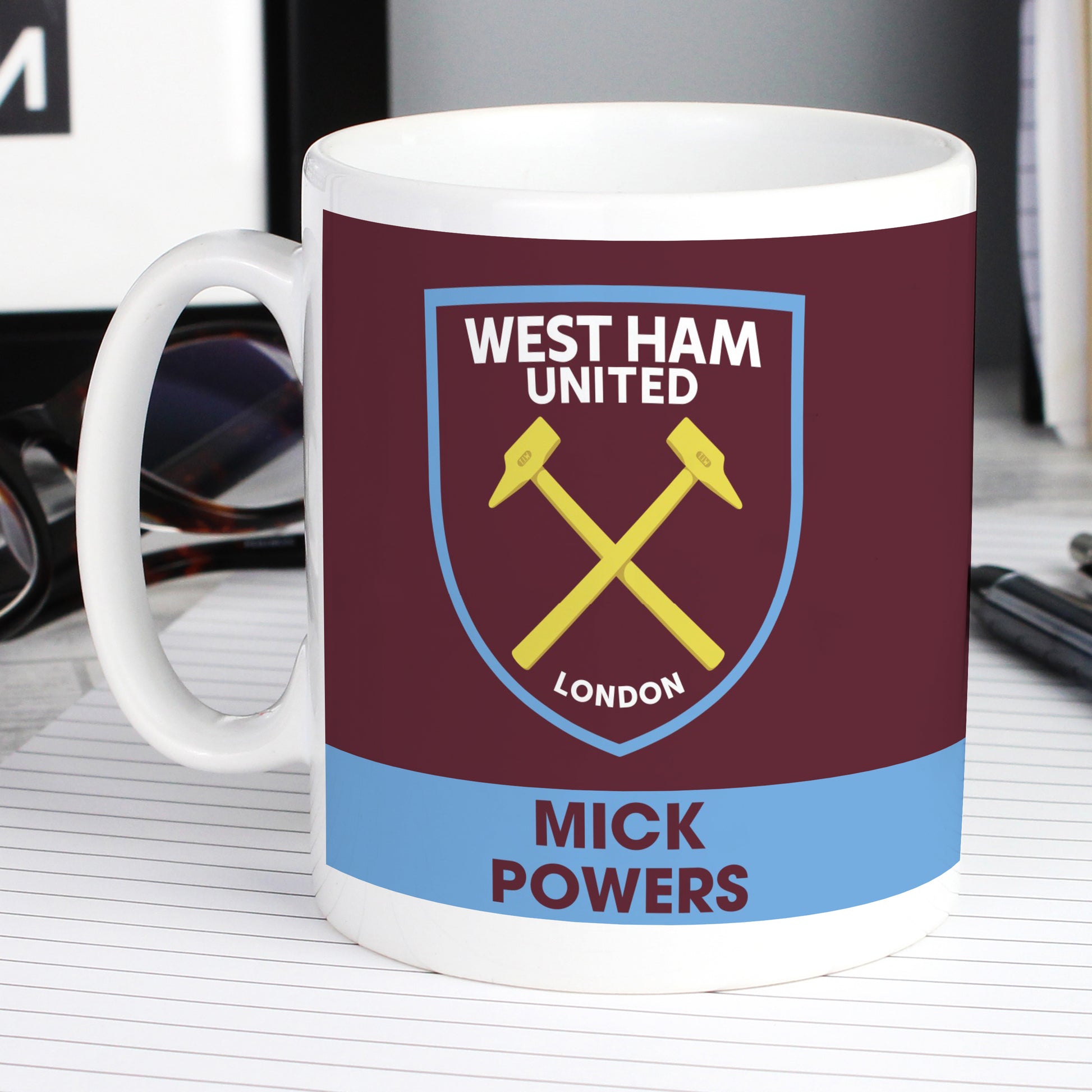 West Ham United FC Bold Crest Personalised Mug