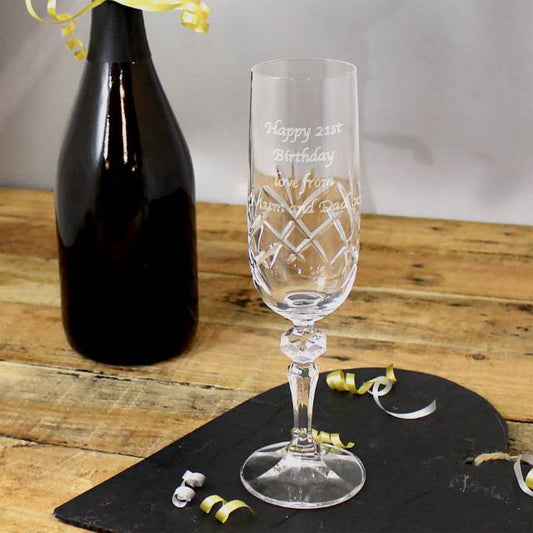 Personalised Crystal Champagne Flute Glass