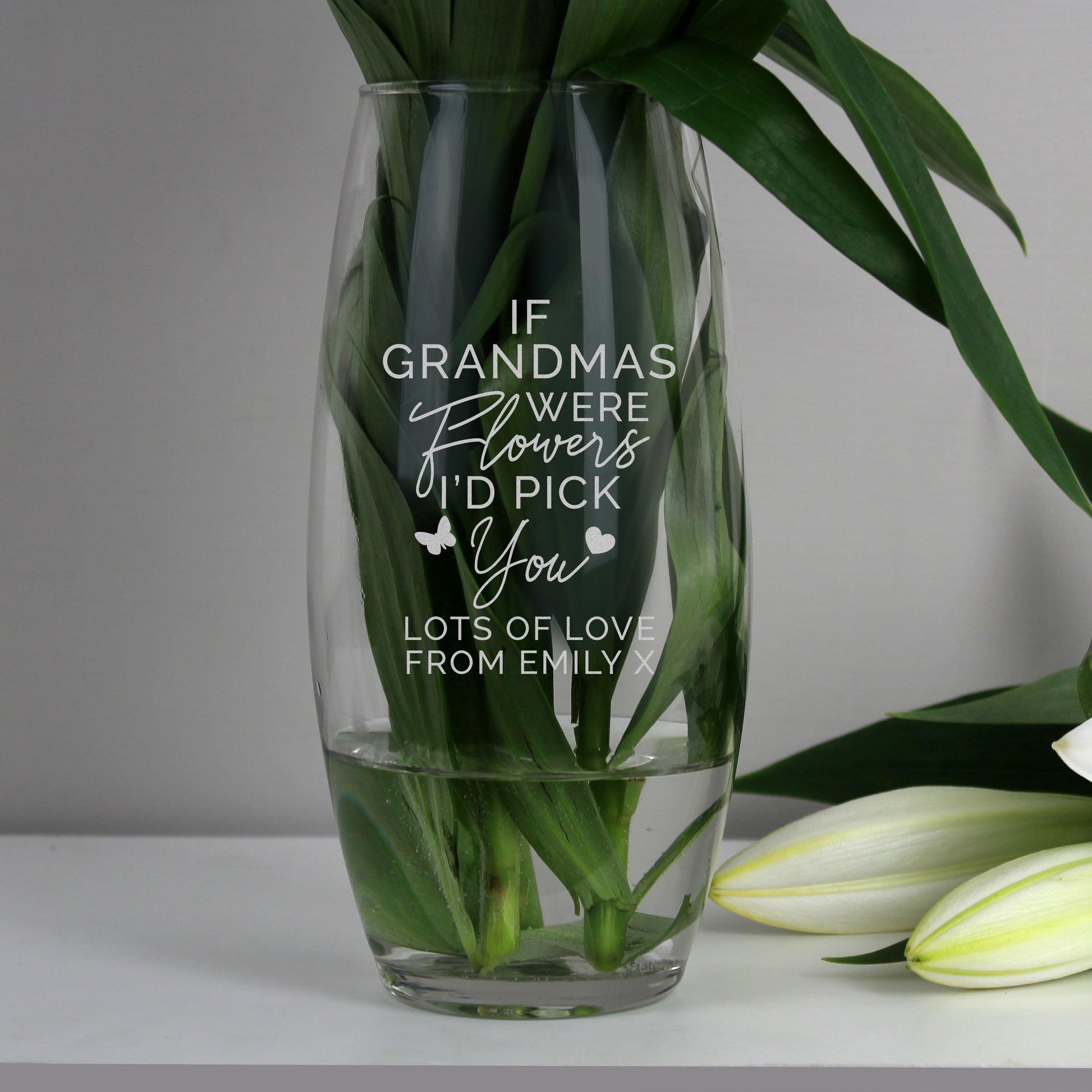 Personalised I'd Pick You Bullet Glass Vase - Mum Grandma Gift