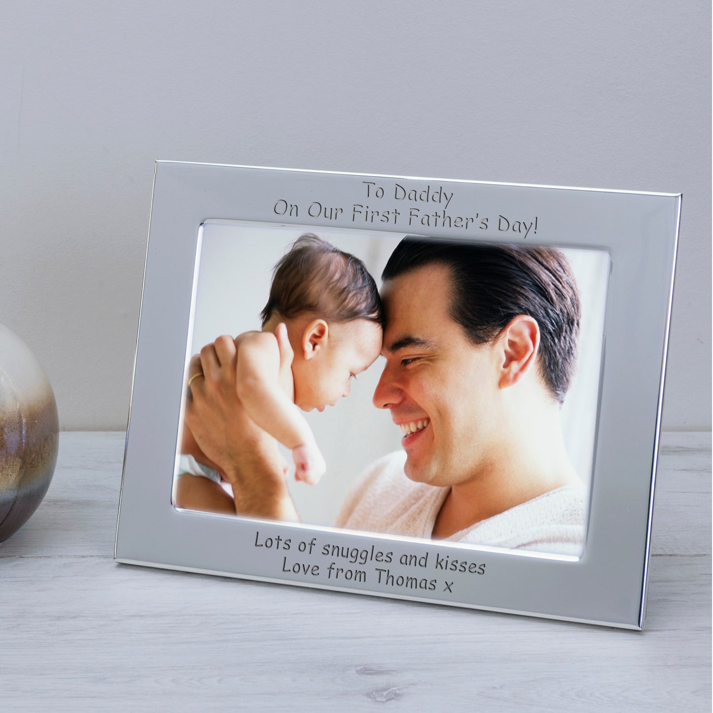 Engraved Silver Plated To Daddy On Our First Father’s Day Photo Frame