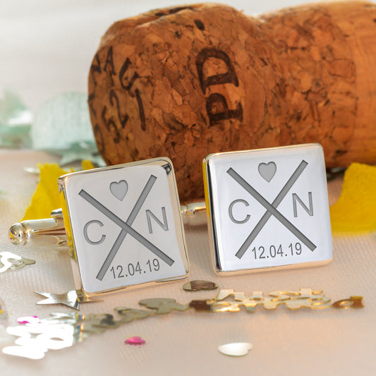 Personalised Initials With Heart Cufflinks