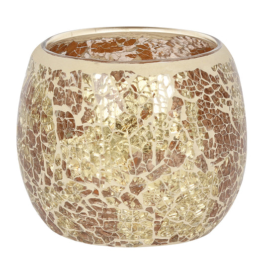Large Gold Crackle Glass Candle Holder - PCS Cufflinks & Gifts
