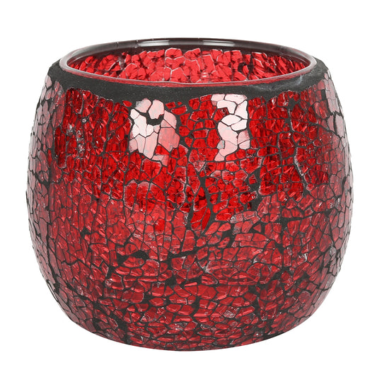 Large Red Crackle Glass Candle Holder - PCS Cufflinks & Gifts