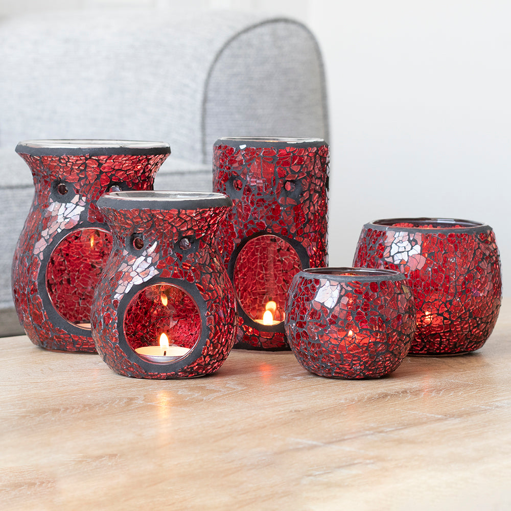 Large Red Crackle Glass Candle Holder - PCS Cufflinks & Gifts