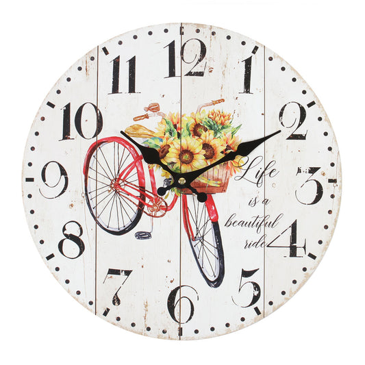 34cm Shabby Chic Red Bicycle Clock - PCS Cufflinks & Gifts