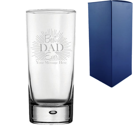 Engraved Bubble Hiball Glass with Best Dad Ever design Image 1