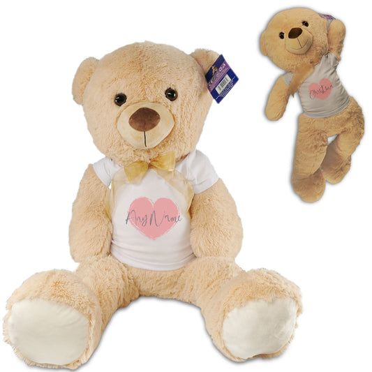 Large Teddy Bear with T-Shirt with Name in Heart Design Image 1