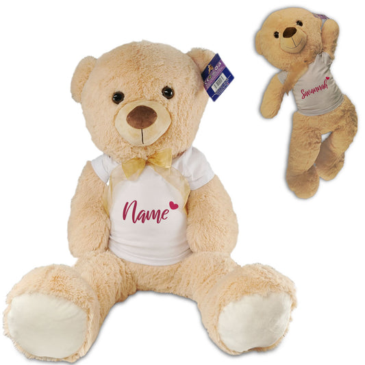 Large Teddy Bear with T-Shirt with Name and Small Heart Design Image 1