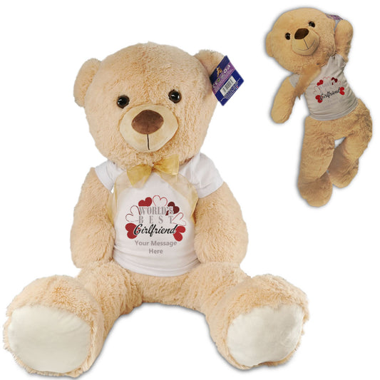 Large Teddy Bear with T-Shirt with World's Best Girlfriend Design Image 1