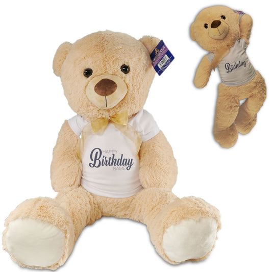 Large Teddy Bear with T-Shirt with Happy Birthday Name Design Image 1