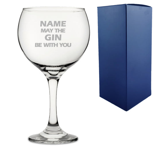 Engraved "Name may the Drink be with you" Novelty Gin Balloon With Gift Box Image 1