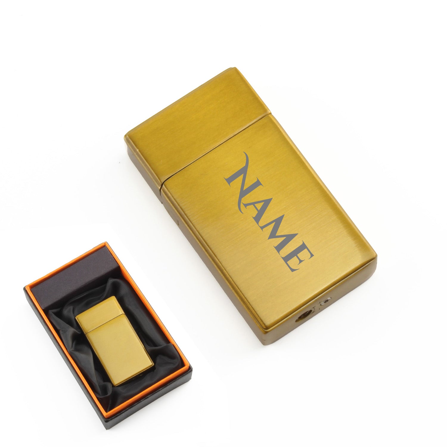 Engraved Jet Gas Lighter Gold Any Name Gift Boxed Image 2