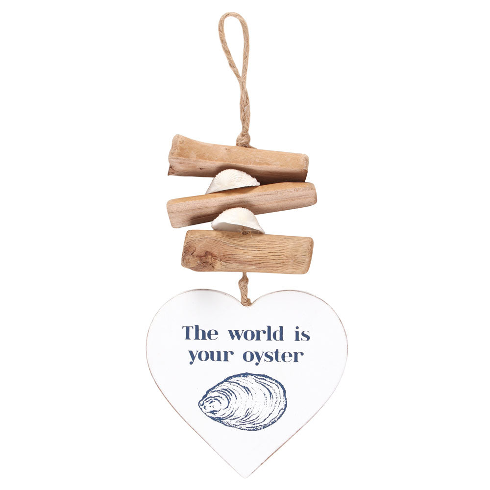 The World is Your Oyster Driftwood Heart Sign - PCS Cufflinks & Gifts