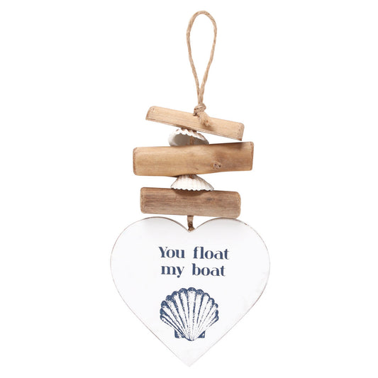 You Float My Boat Driftwood Heart Sign - PCS Cufflinks & Gifts