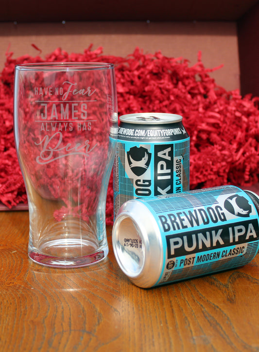 Personalised Have No Fear Brewdog & Pint Glass Gift Set