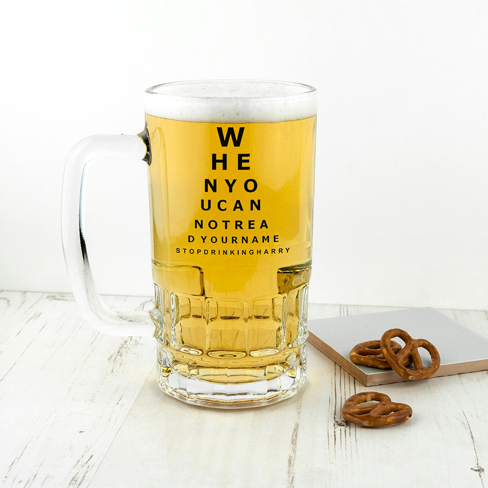 Personalised Opticians Chart Beer Glass Tankard