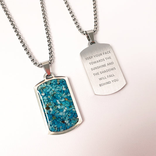 Personalised Men's Blue Turquoise Dog Tag Necklace