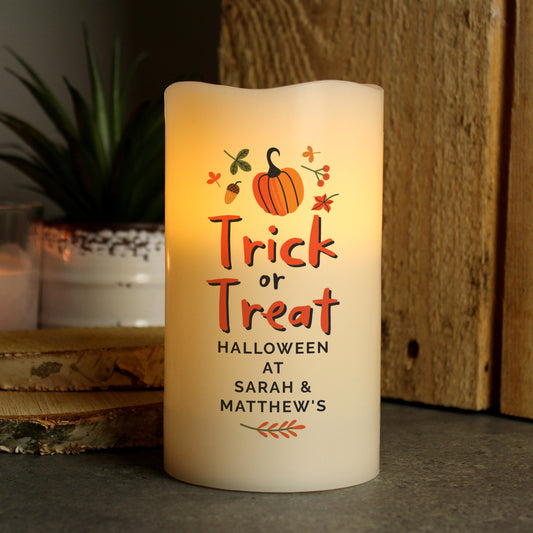 Personalised Trick or Treat Halloween LED Candle