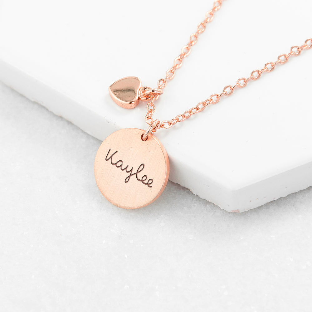 Personalised Island Inspired Name Heart and Disc Necklace