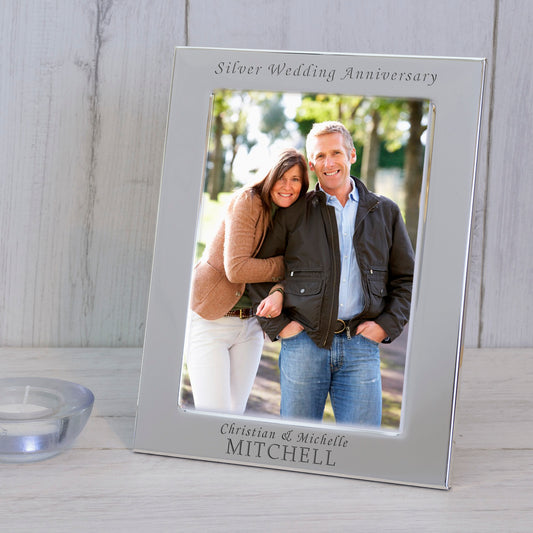 Personalised Silver Wedding Anniversary Silver Plated Photo Frame