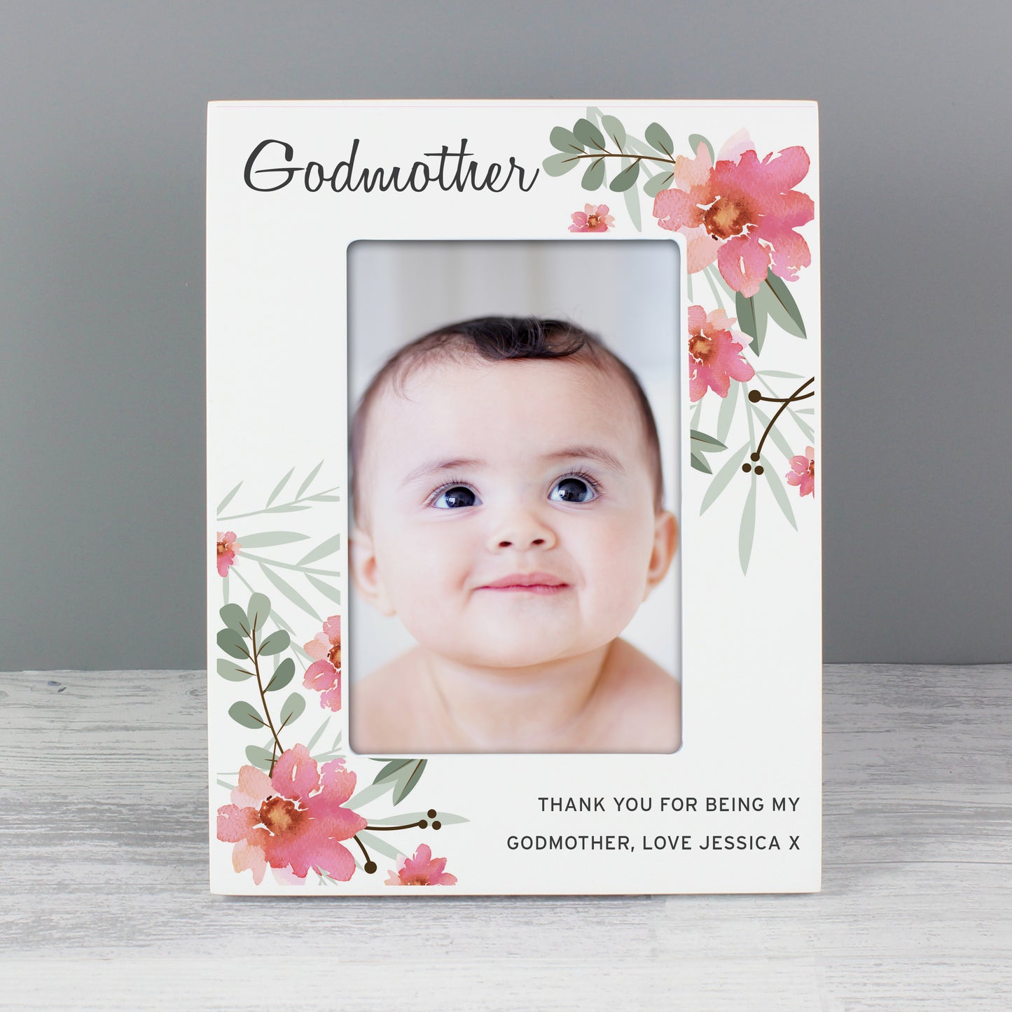 Personalised Godmother Photo Frame - Floral 6x4