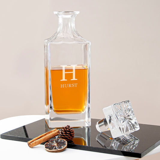 Personalised Timeless Monogram Square Whisky Decanter