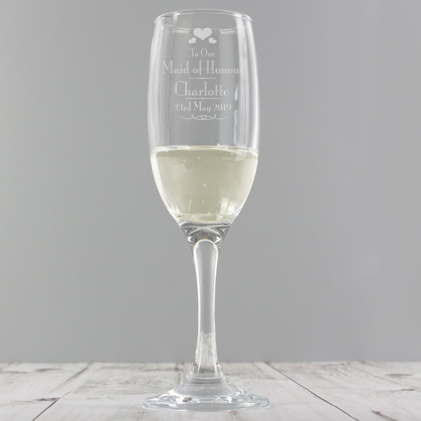 Personalised Wedding Maid of Honour Glass Flute