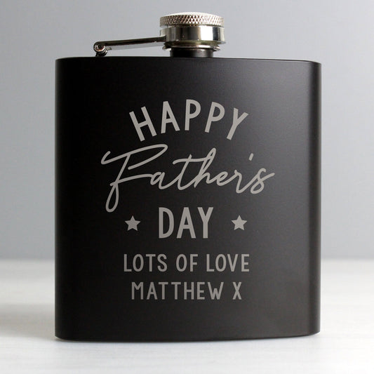 Personalised Father's Day Black Hip Flask | Gifts For Dad