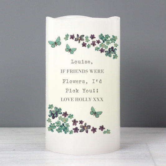 Personalised Forget Me Not LED Candle | Gift For Mum | Grandma