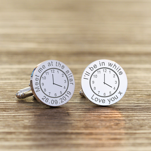 Personalised Meet Me At The Altar I’ll Be In White Cufflinks
