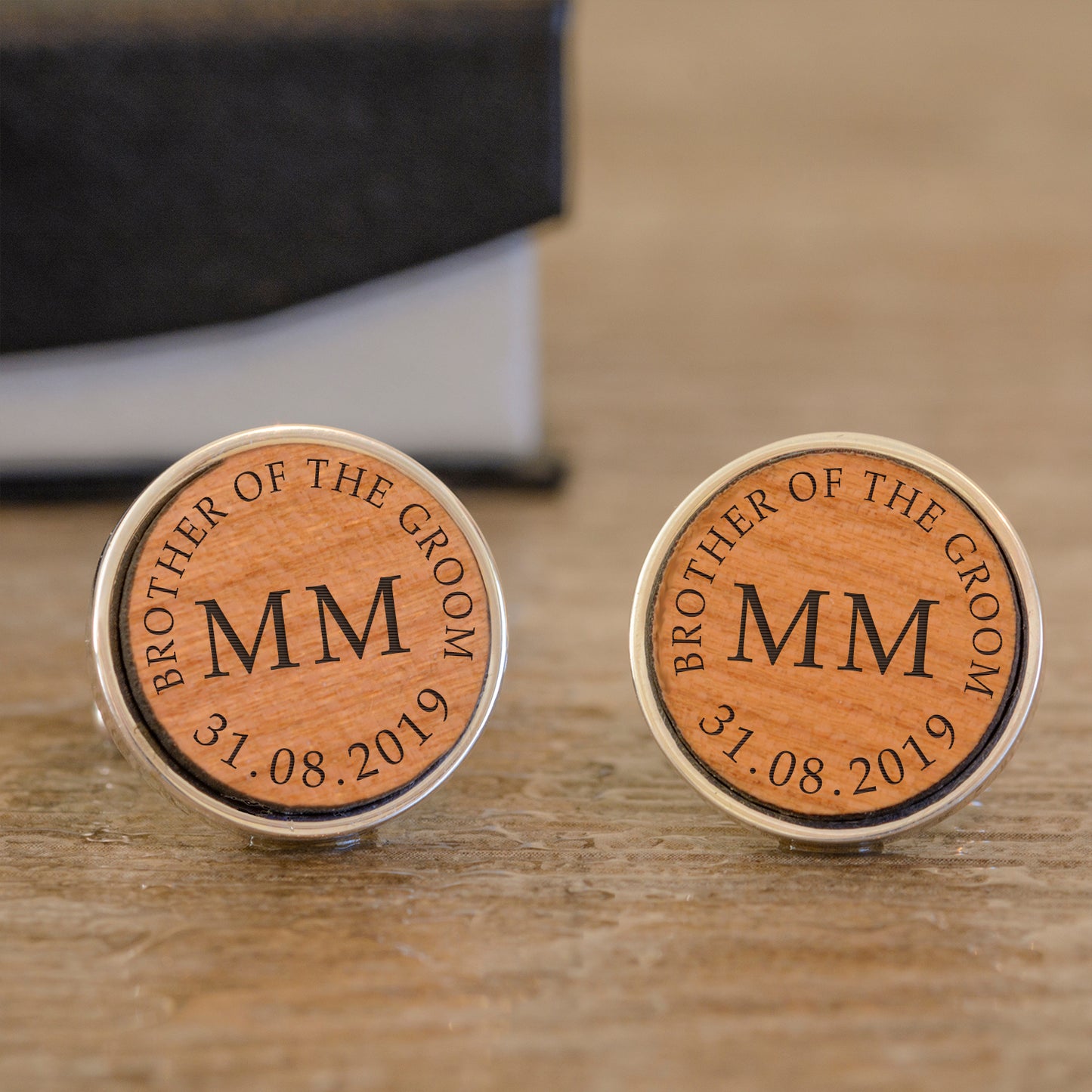 Personalised Wedding Party Wooden Cufflinks