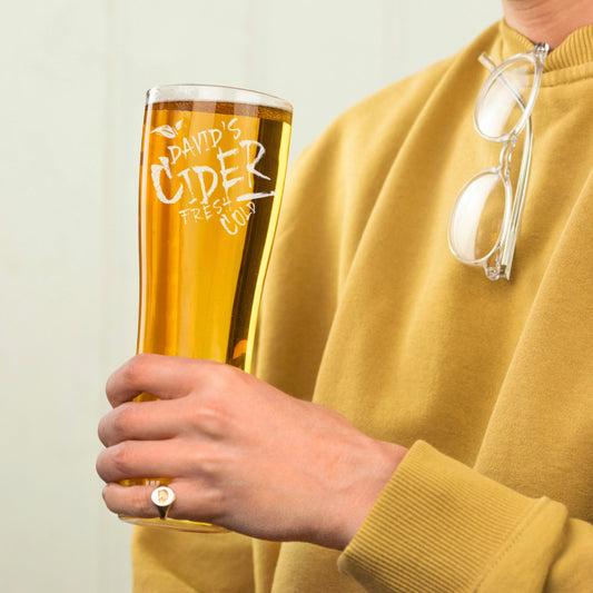 Personalised Fresh Cold Cider Tall Pint Glass