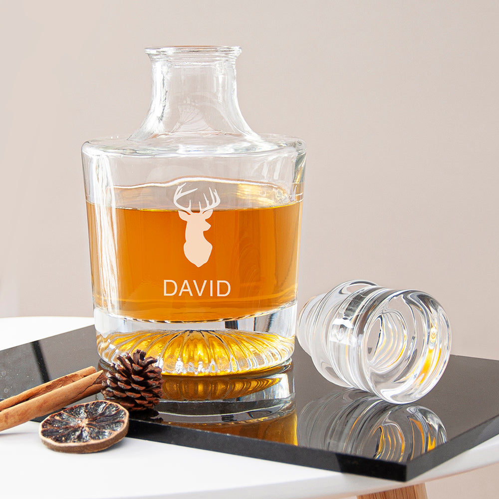 Personalised Elegance Stag Round Whisky Decanter