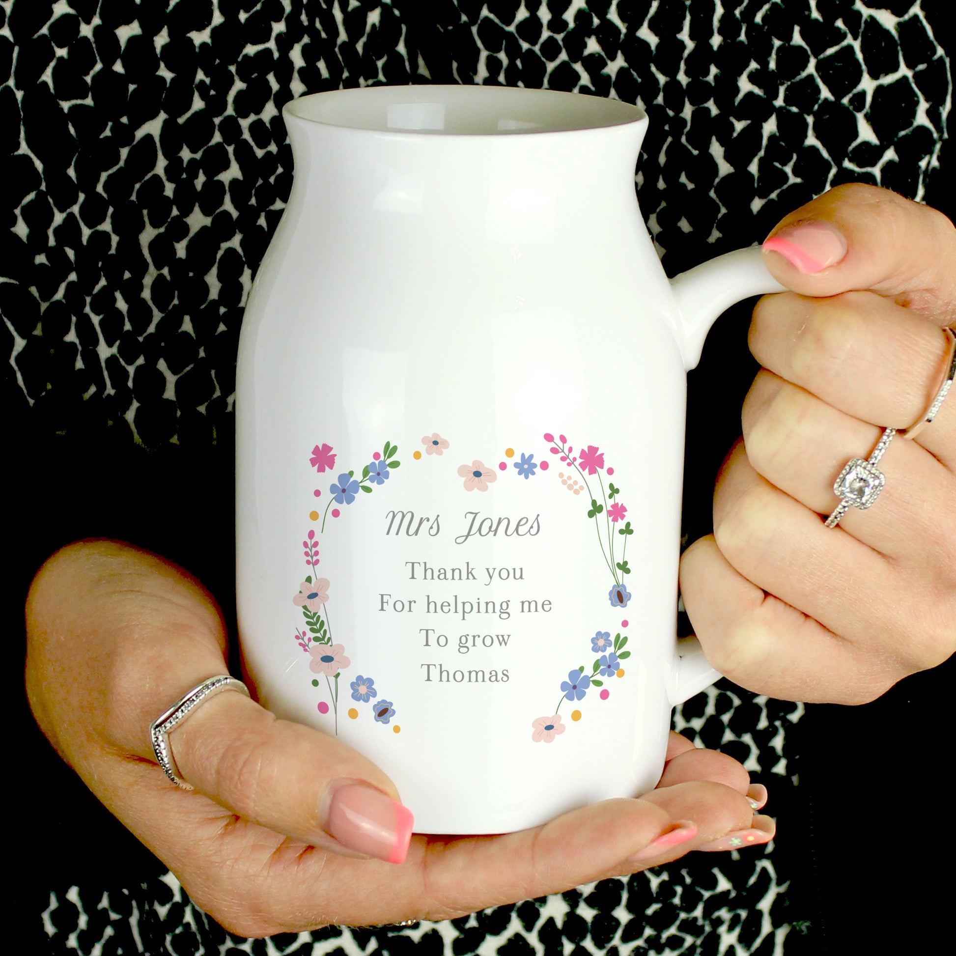 Personalised Floral Flower Jug - Free Delivery - Birthday Gift