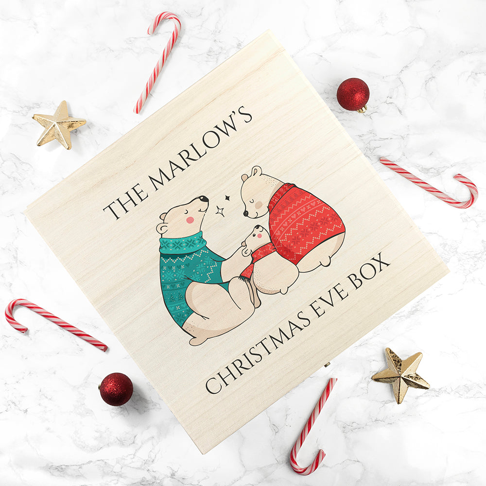 Personalised Polar Bear Family Christmas Eve Box