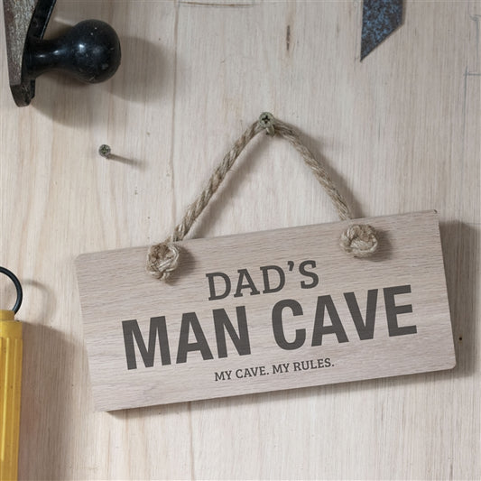 Dad's Man Cave Wooden Oak Sign