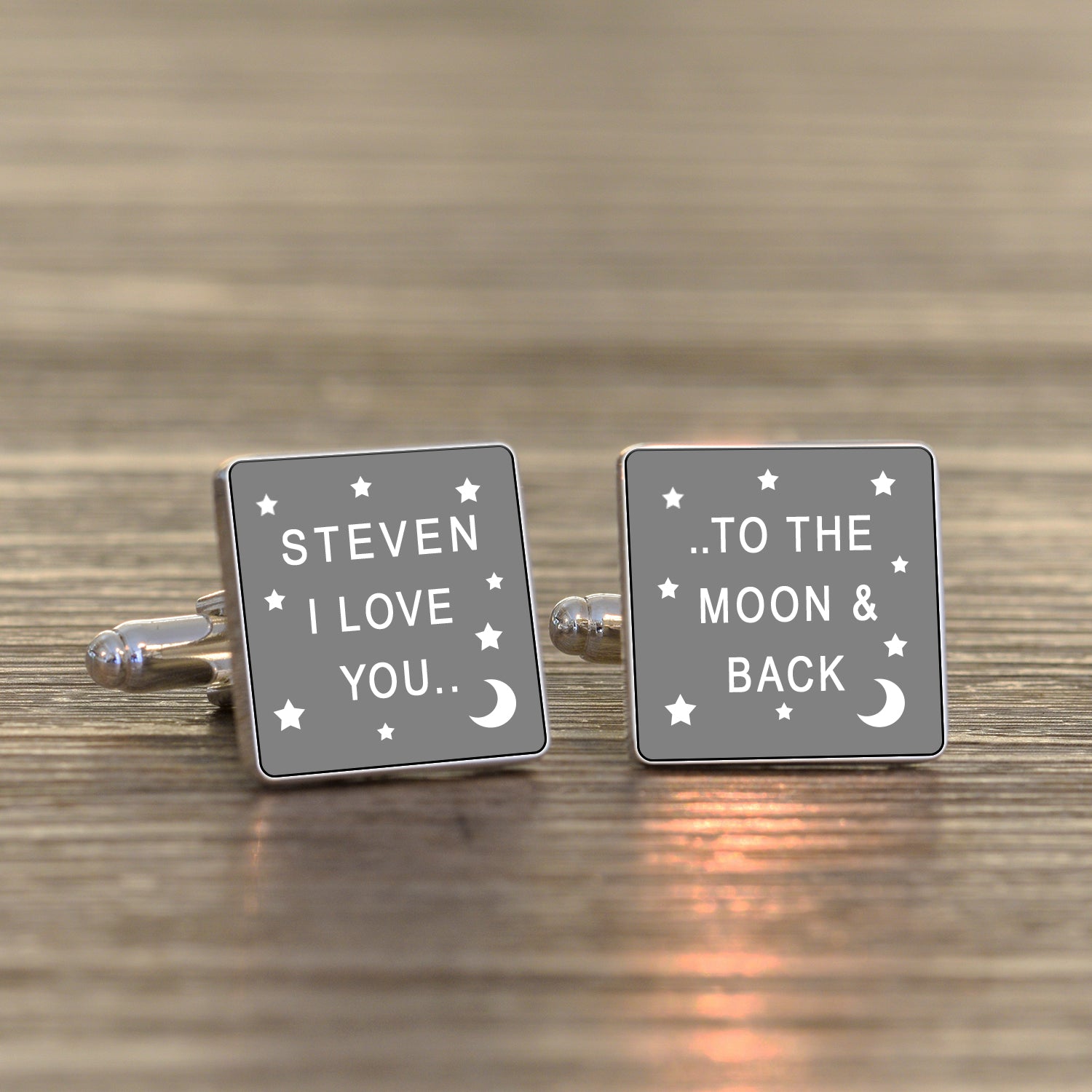 Personalised I Love You To Moon & Back Cufflinks 