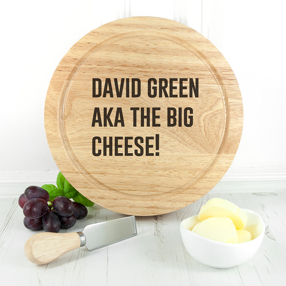 Personalised Any Message Round Cheese Board Set