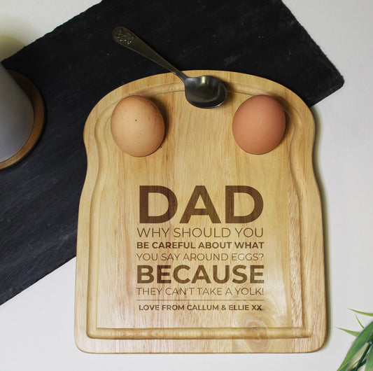 Personalised Take a Yolk Egg and Soldiers Board